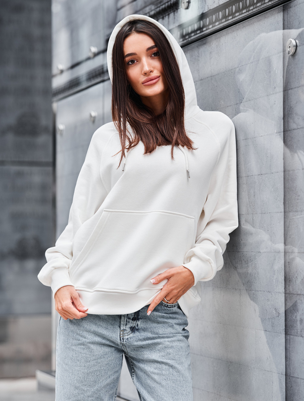 Hanorac de damă Staff amo white logo oversize