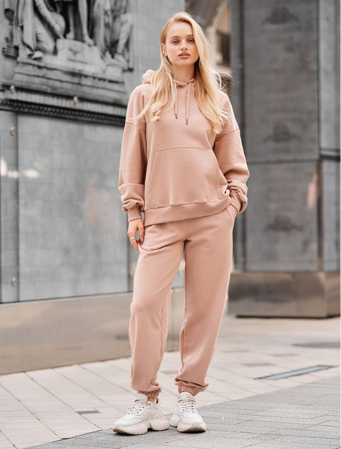 Costum de trening de damă Staff po dark beige oversize