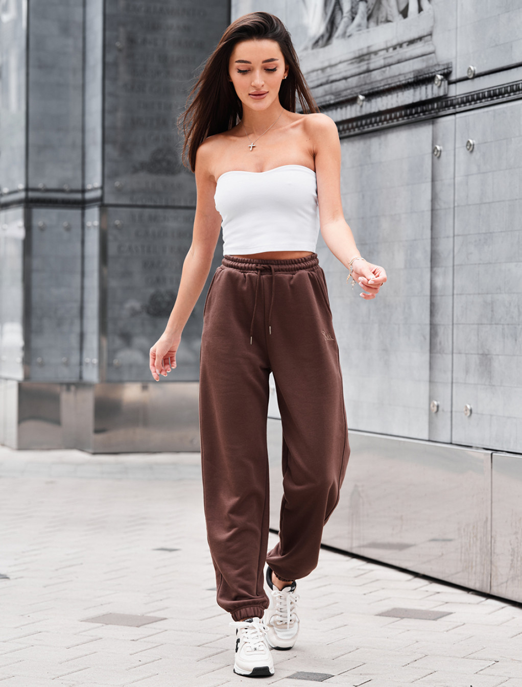 Pantaloni de trening de damă Staff flexi brown
