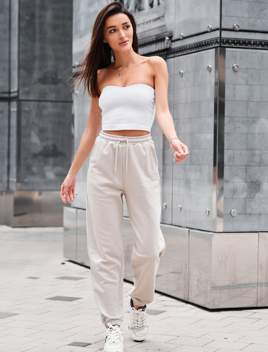 Pantaloni de trening de damă Staff flexi light gray