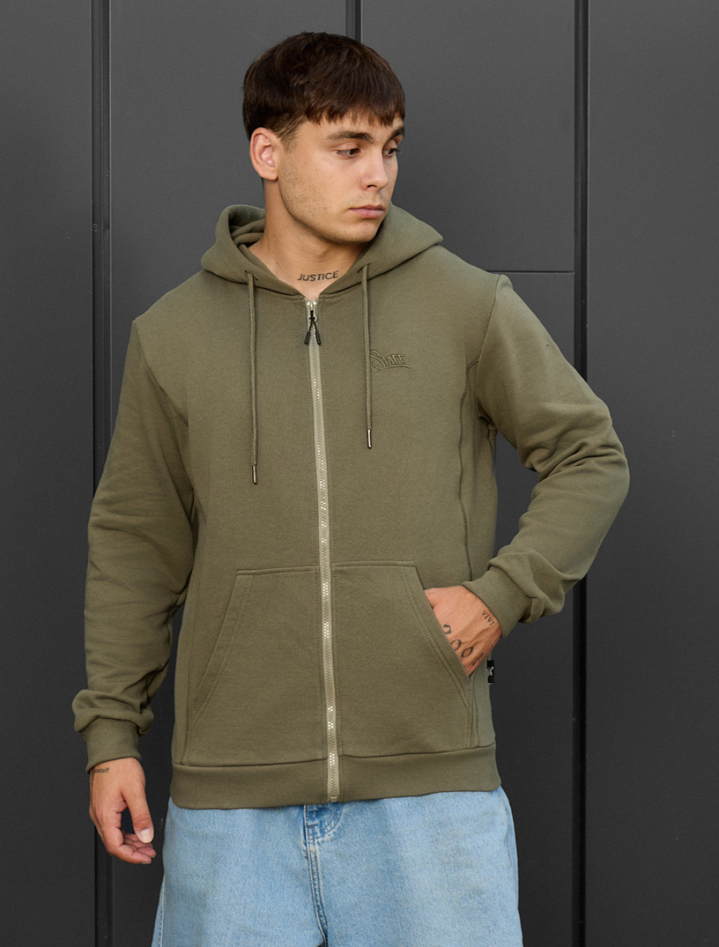 Hanorac Staff zip khaki logo