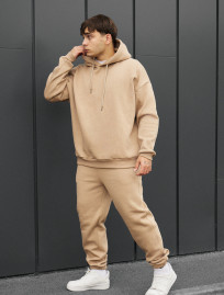 Costum de trening Staff bel beige oversize fleece