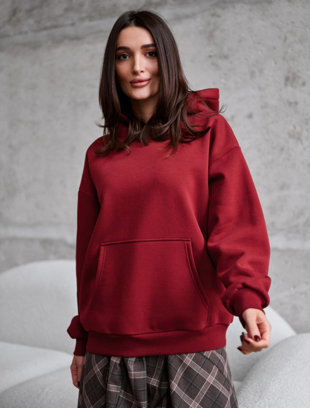 Hanorac de damă Staff bordo oversize fleece