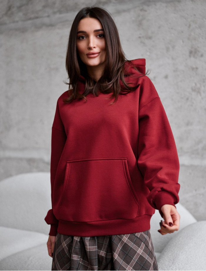 Hanorac de damă Staff bordo oversize fleece