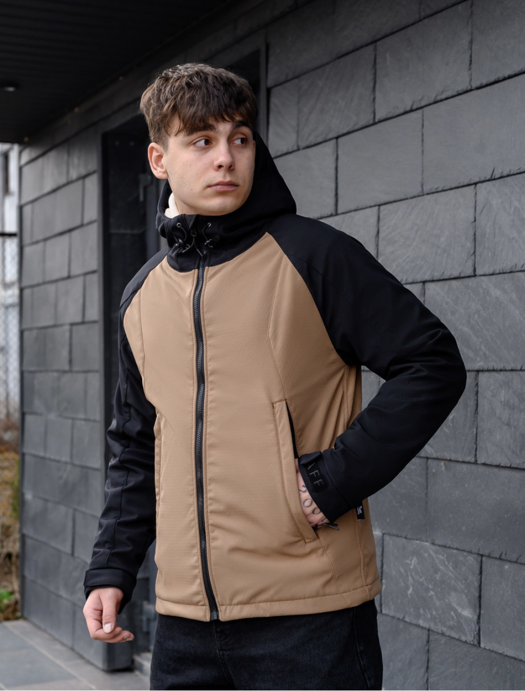 Geacă Staff soft shell ob beige & black