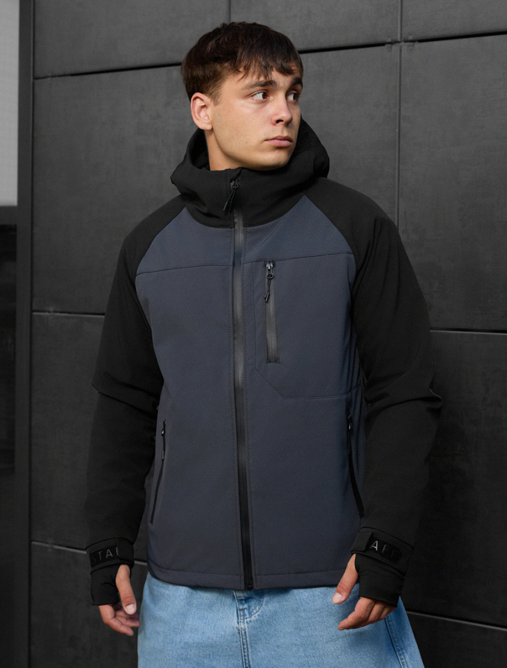 Geacă Staff mei soft shell dark gray & black