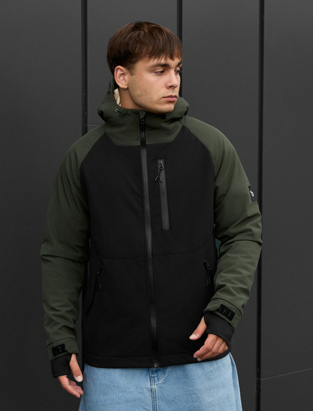 Geacă Staff bu soft shell khaki & black