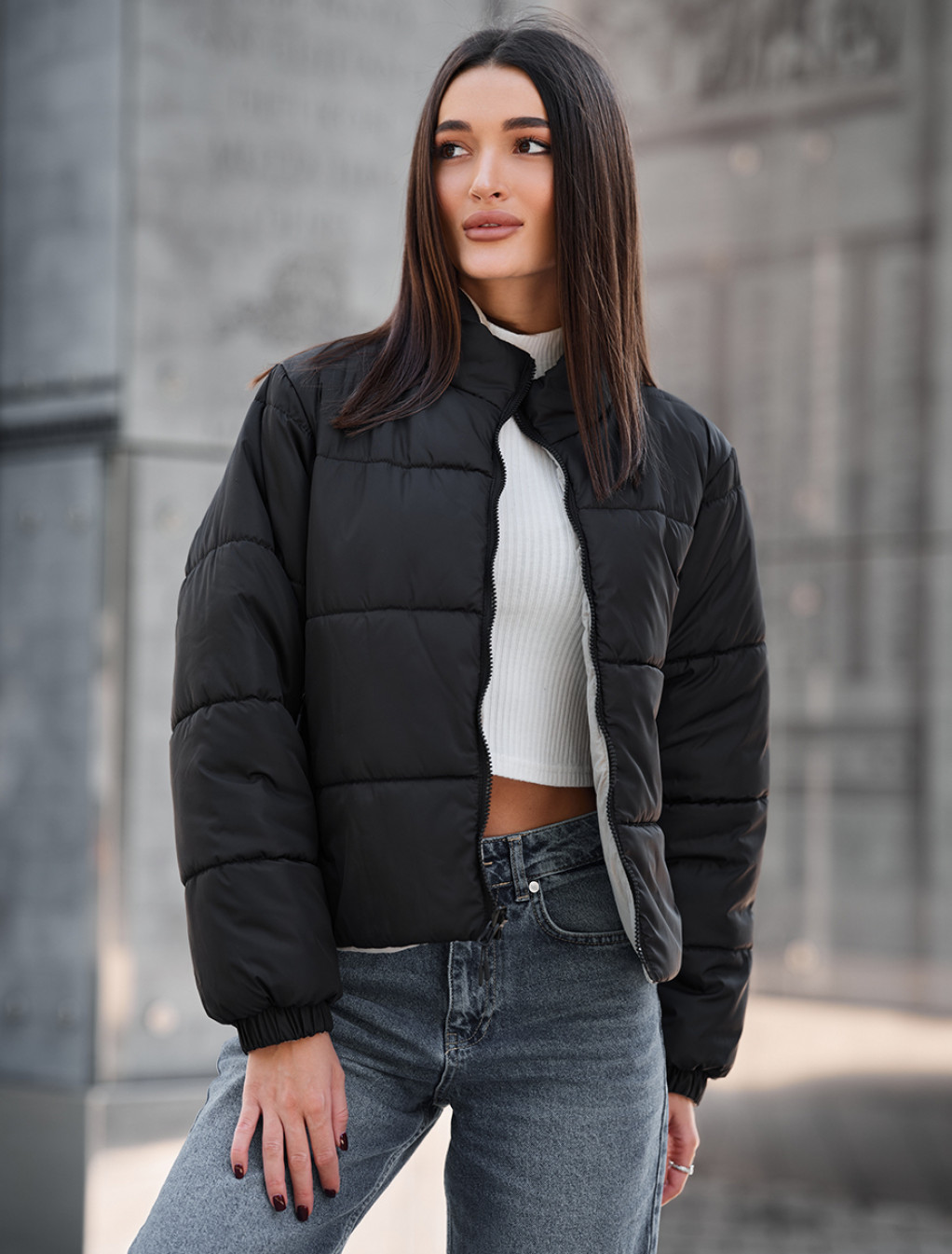 Geacă reversibilă de damă Staff huxy black & light gray