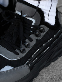Adidași de iarnă Staff black & gray reflective (blană)