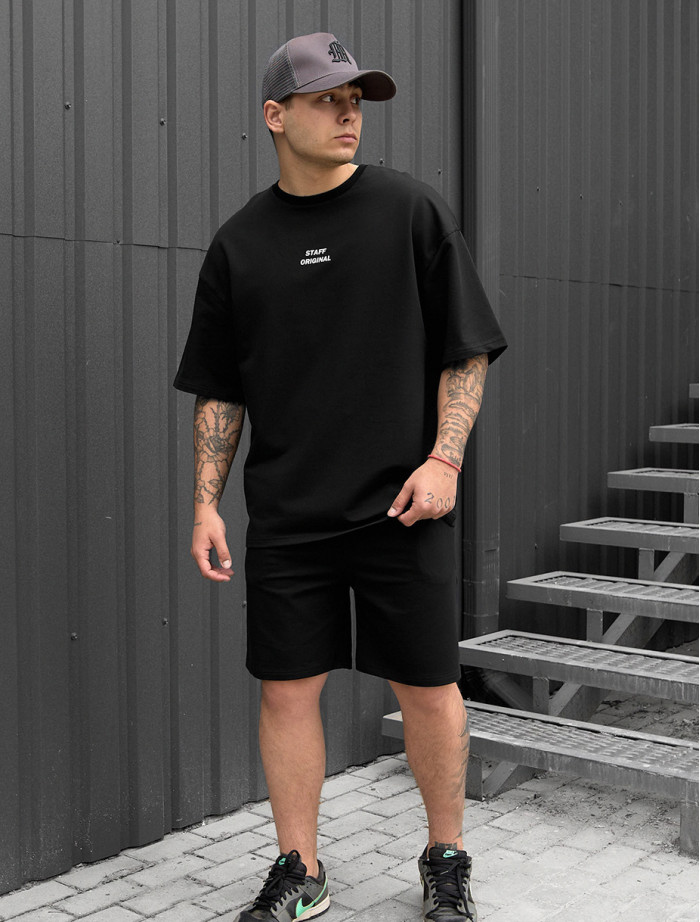 Set de vară tricou + pantaloni scurți Staff no black oversize