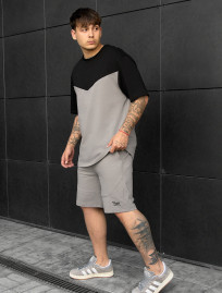 Set de vară tricou + pantaloni scurți Staff ko black & gray oversize