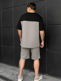 Set de vară tricou + pantaloni scurți Staff ko black & gray oversize