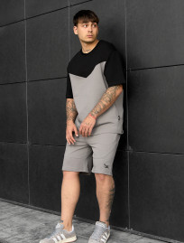 Set de vară tricou + pantaloni scurți Staff ko black & gray oversize