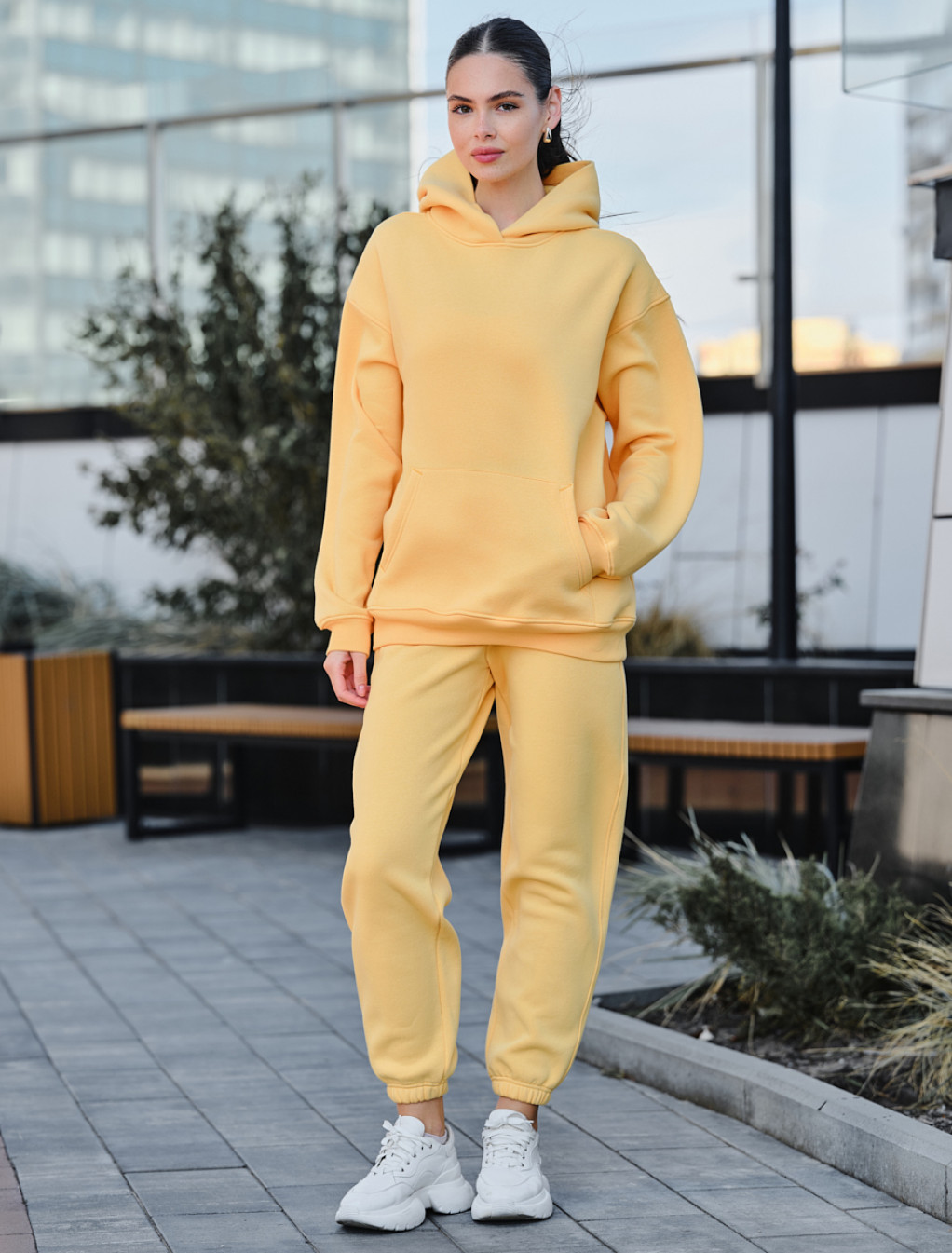 Costum de trening de damă  Staff dix yellow fleece oversize