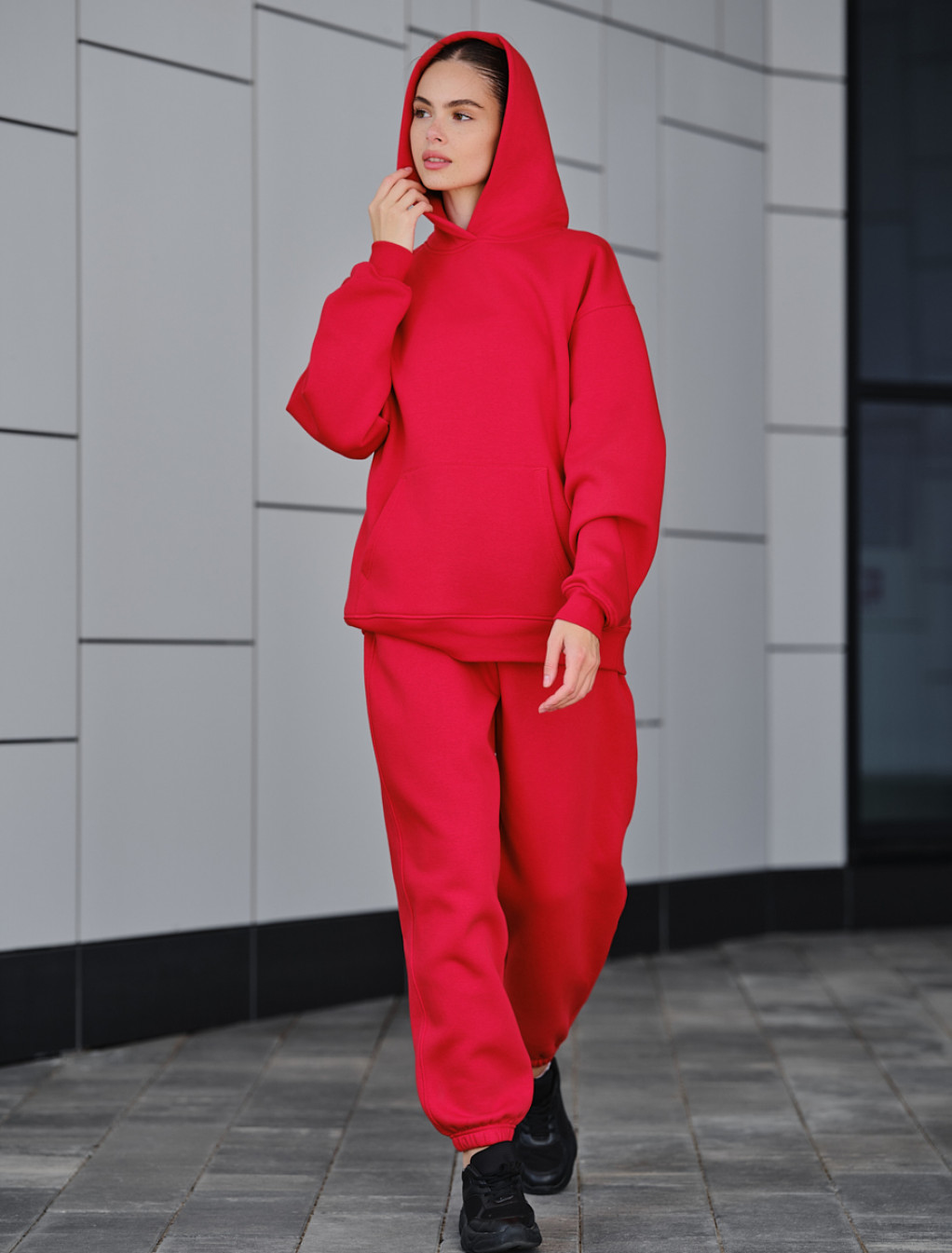 Costum de trening de damă Staff dix red fleece oversize