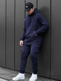 Costum de trening Staff col navy cargo cant fleece