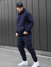 Costum de trening Staff col navy cargo cant fleece