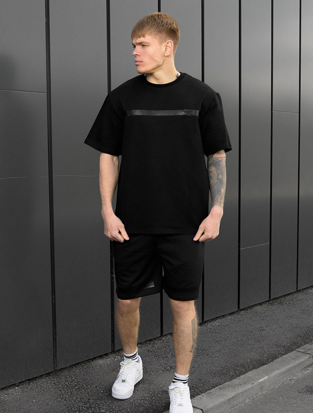 Set de vară tricou + pantaloni scurți Staff ra black oversize