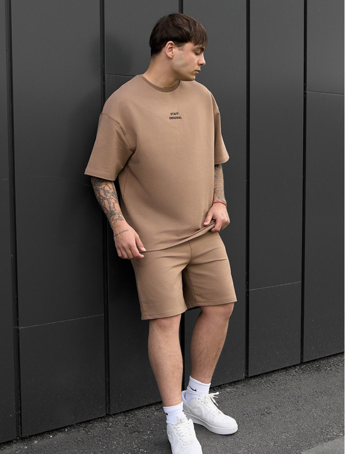 Set de vară tricou + pantaloni scurți Staff no brown oversize