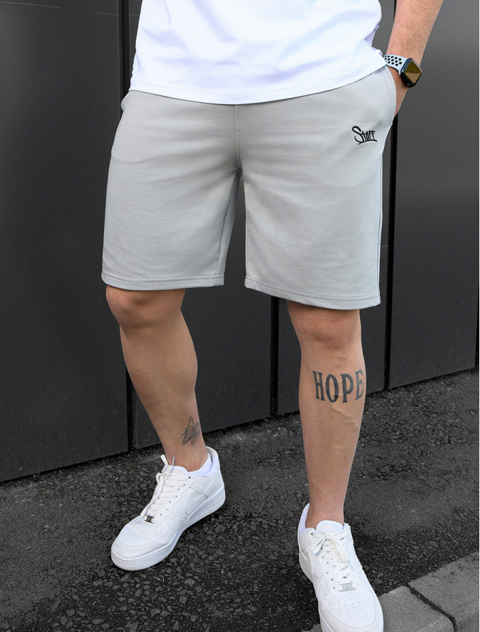 Pantaloni scurți tricotați Staff light gray logo