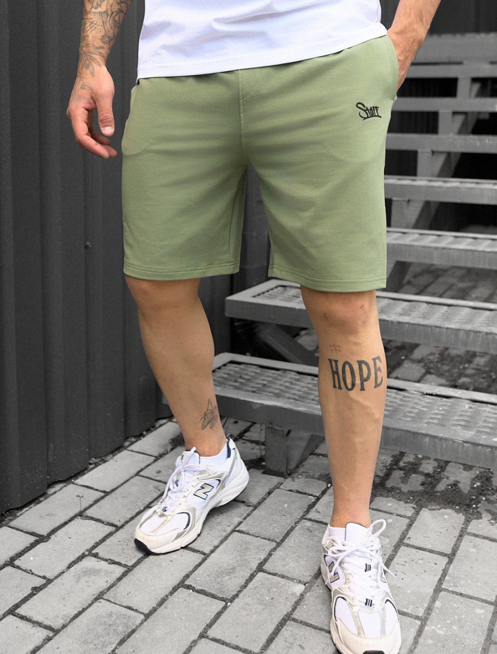 Pantaloni scurți tricotați Staff green logo