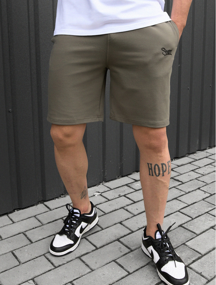 Pantaloni scurți tricotați Staff dark olive logo