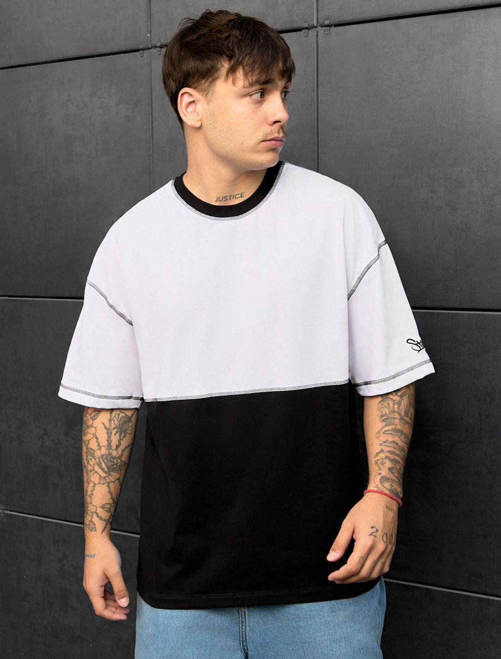 Tricou Staff bli black & white oversize