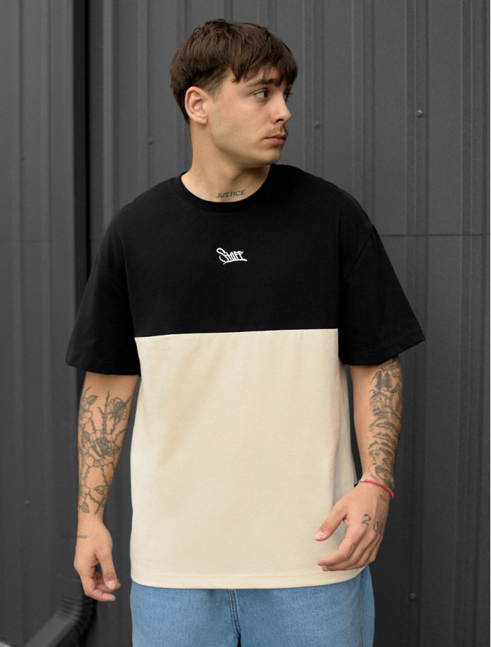 Tricou Staff black & milk logo oversize