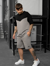 Set de vară tricou + pantaloni scurți Staff ko black & gray2 oversize