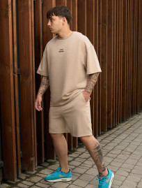 Set de vară tricou + pantaloni scurți Staff no beige oversize