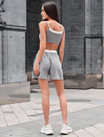 Set de vară de damă top + pantaloni scurți Staff tic gray & milk