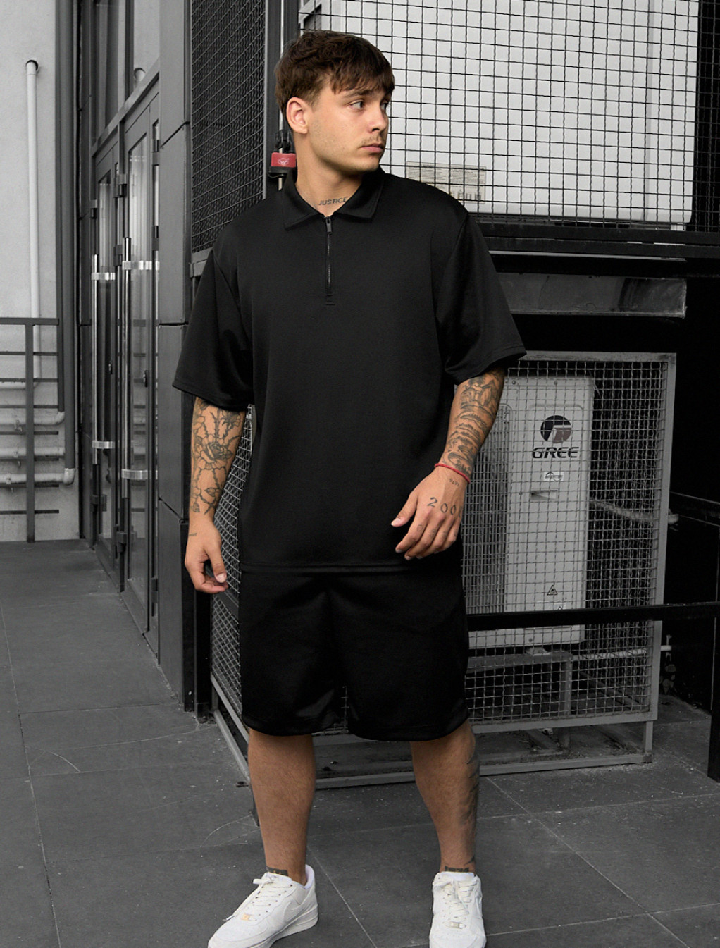 Set de vară tricou + pantaloni scurți Staff spo black oversize