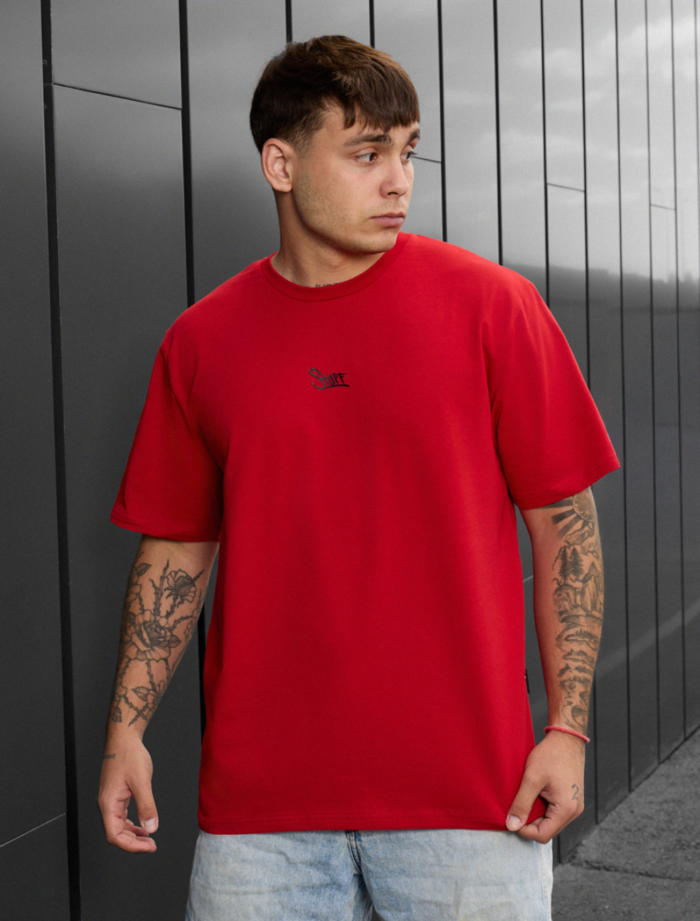 Tricou Staff red logo reflective