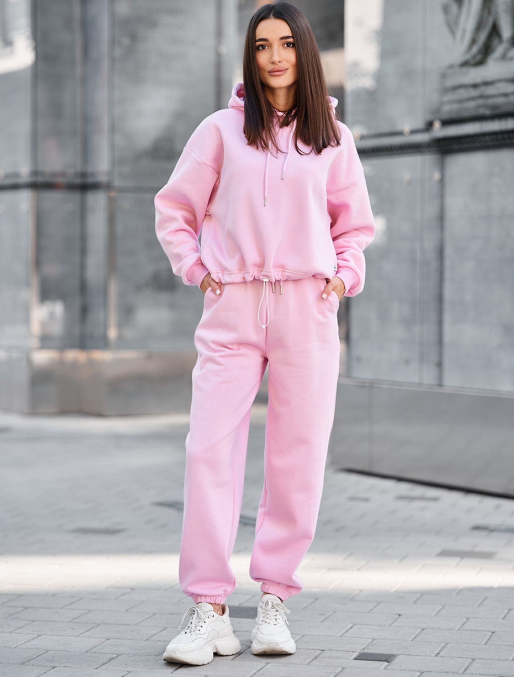 Costum  de trening de damă Staff lic pink oversize fleece