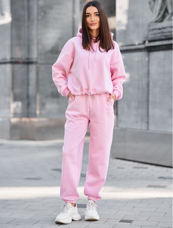 Costum  de trening de damă Staff lic pink oversize fleece
