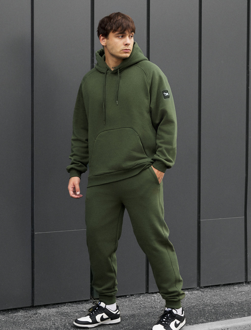 Costum de trening Staff es khaki oversize fleece