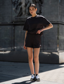 Set de vară de damă tricou + pantaloni scurți Staff es gray