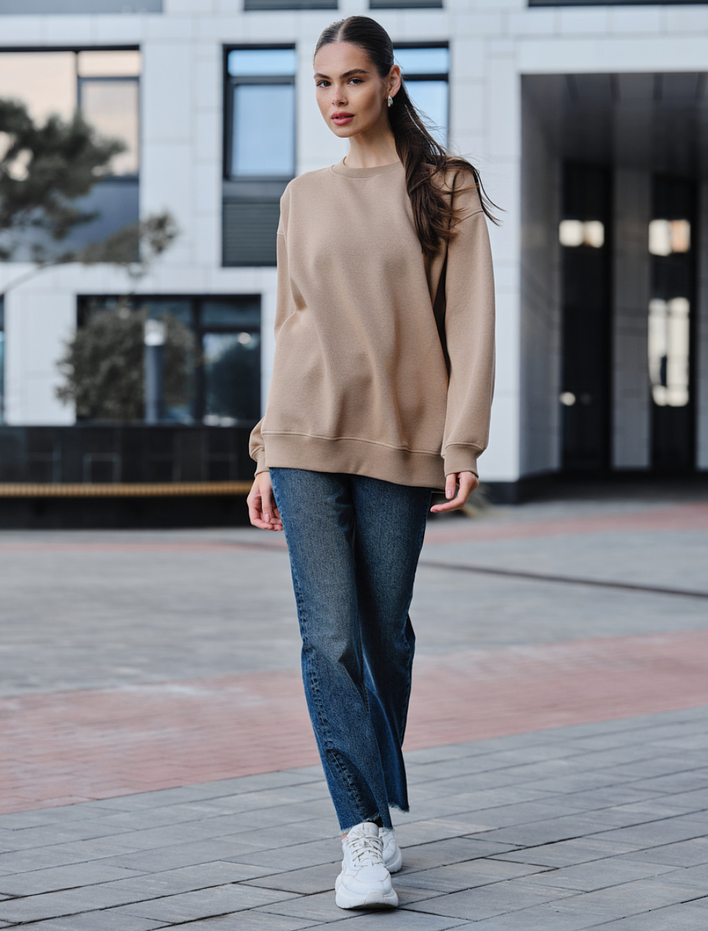 Bluză de trening de damă Staff fa beige oversize fleece