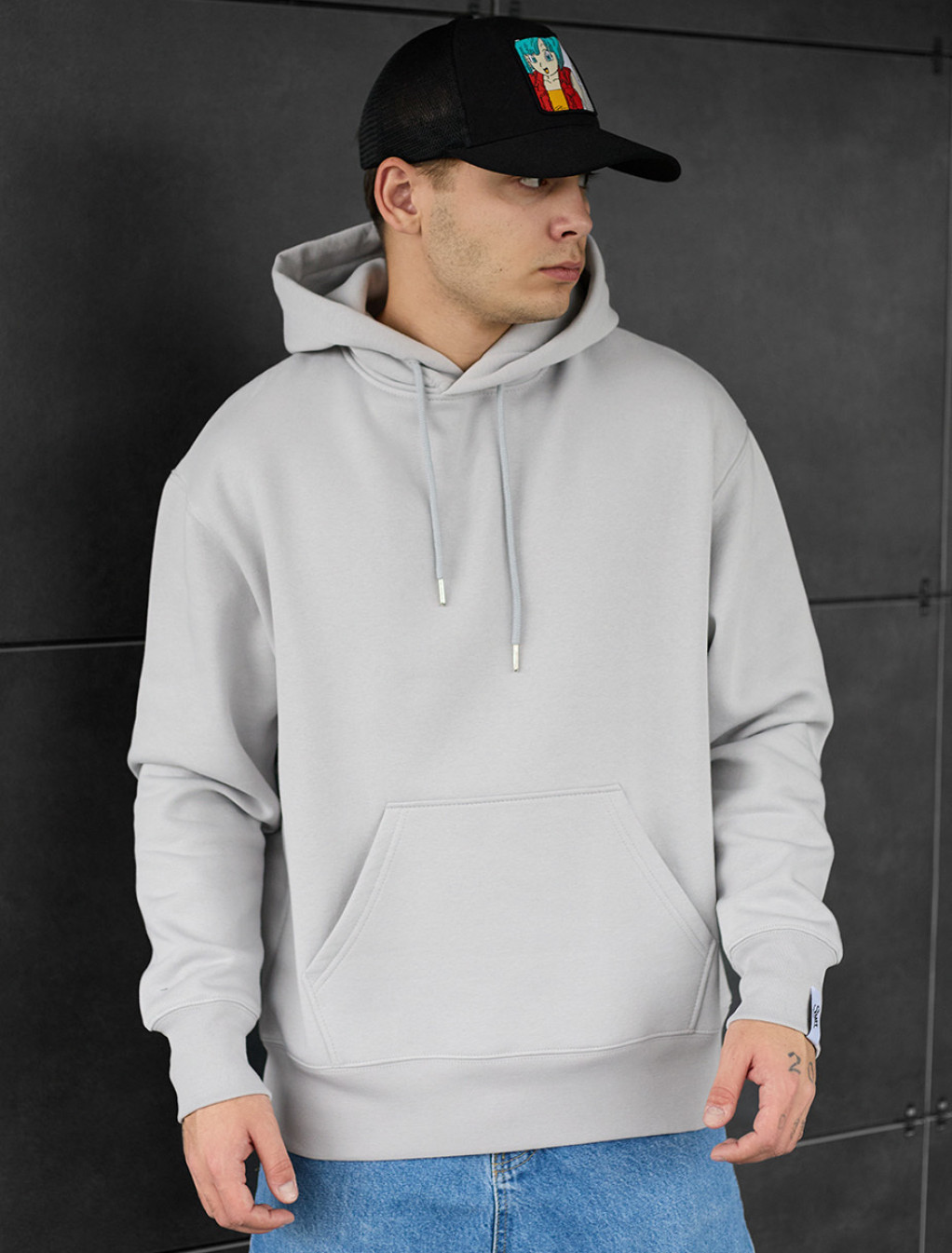 Hanorac Staff light gray basic oversize fleece