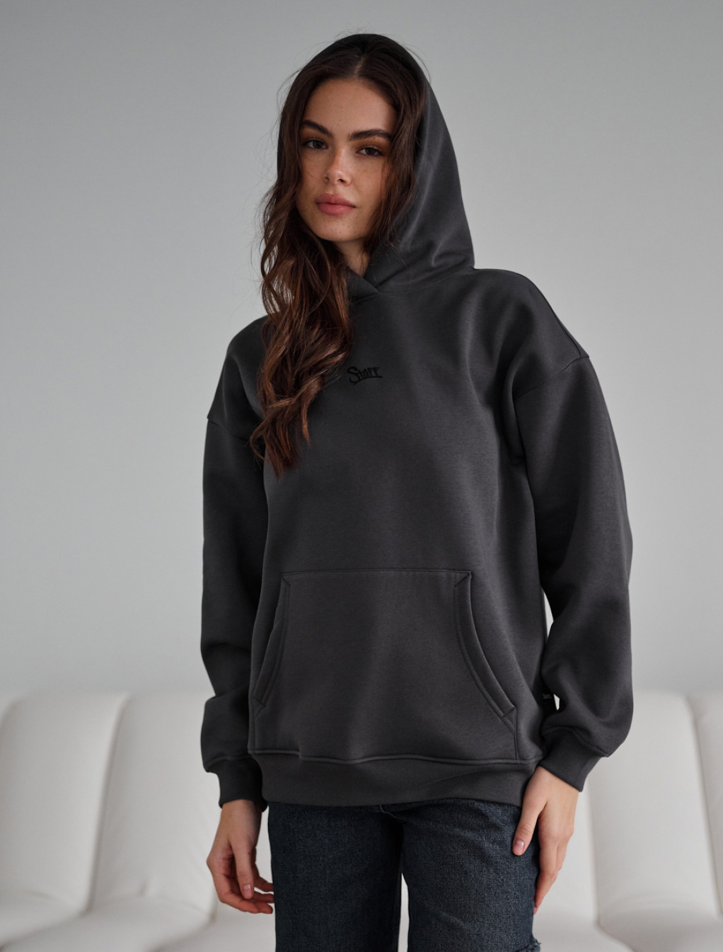 Hanorac de damă Staff dark gray logo oversize fleece
