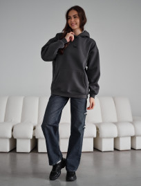 Hanorac de damă Staff dark gray logo oversize fleece