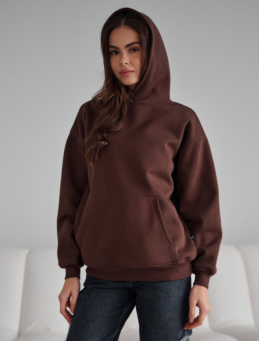 Hanorac de damă Staff brown oversize fleece