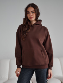 Hanorac de damă Staff brown oversize fleece
