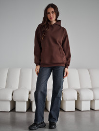 Hanorac de damă Staff brown oversize fleece