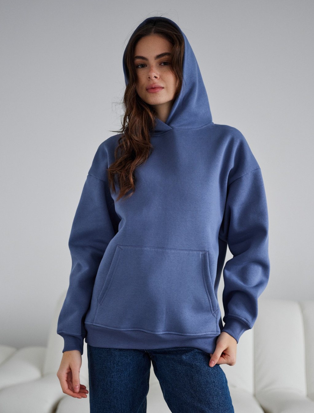 Hanorac de damă Staff blue oversize fleece