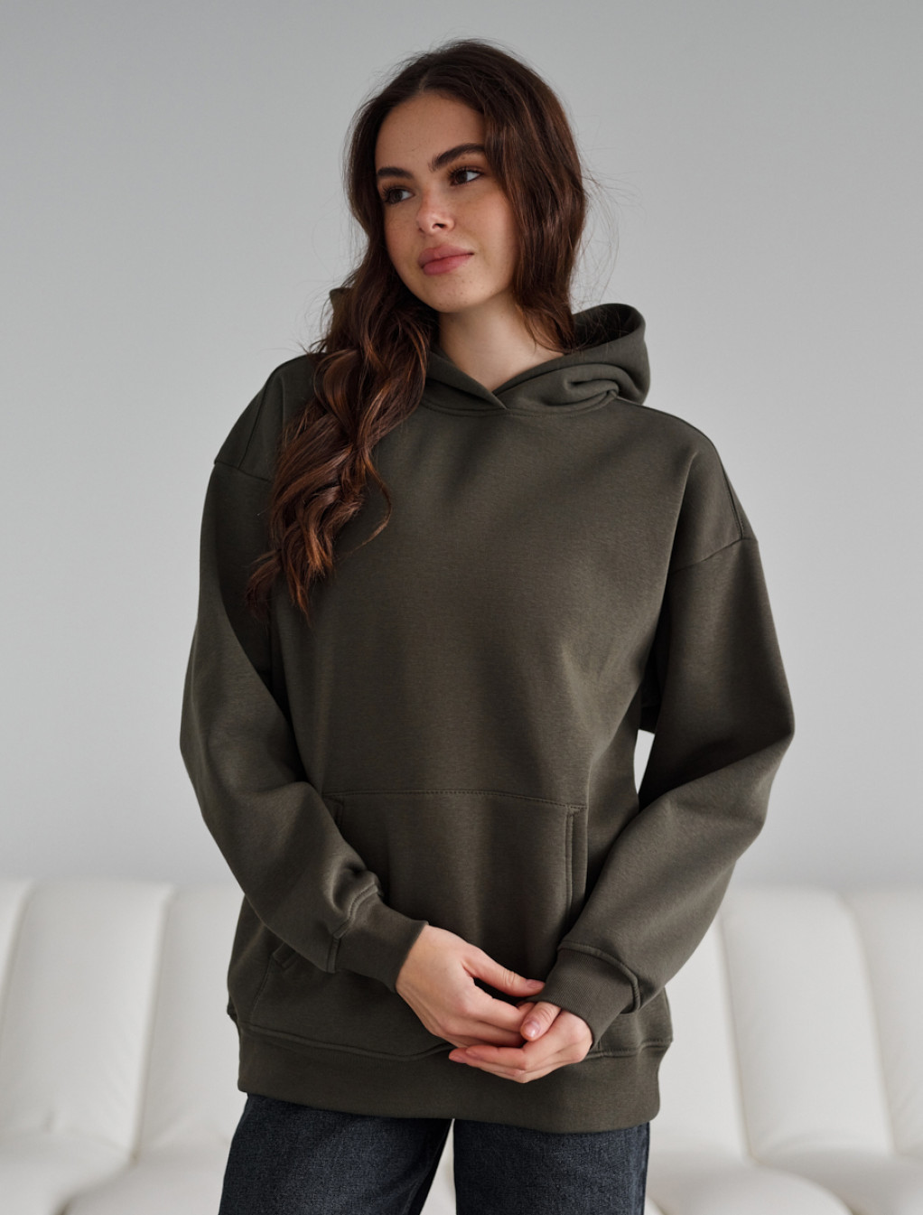 Hanorac de damă Staff khaki oversize fleece