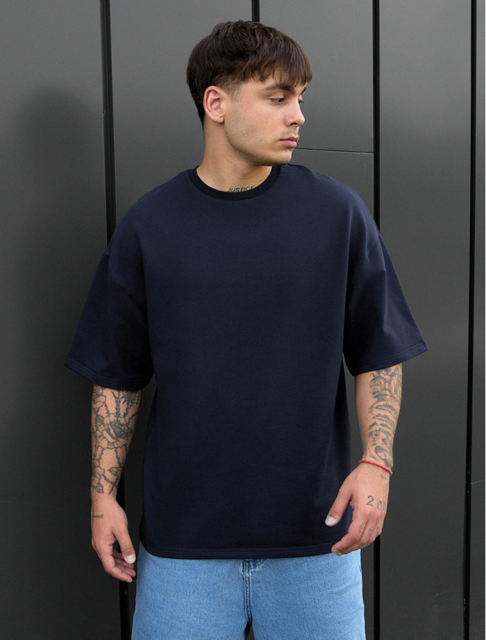 Tricou Staff navy oversize premium