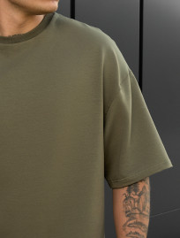 Tricou Staff khaki oversize premium
