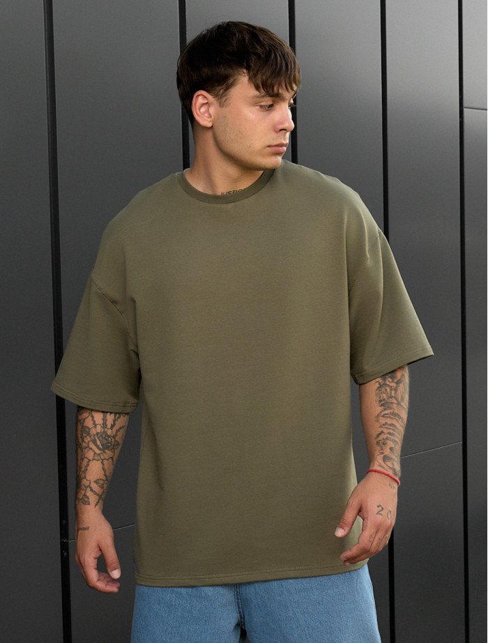 Tricou Staff khaki oversize premium