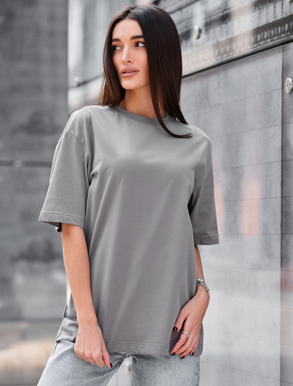 Tricou de damă Staff li gray oversize